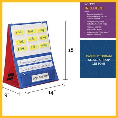 Really Good Stuff Desktop Stand with Flip Magnetic Boards and Storage Pockets -