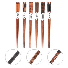 1 Set 6 Pairs Wooden Cooking Chopsticks Long Kinking Hot Pot Chopsticks