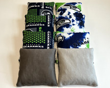 SEATTLE SEAHAWKS CORNHOLE BEAN BAGS 8 BAG TOSS GAME REGULATION STICK AND SLICK