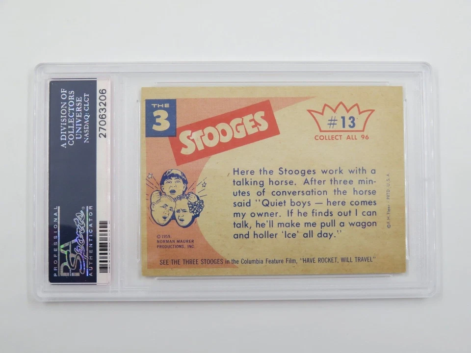 THE 3 STOOGES #13 C'Mon Curly The Horse Is The One In... 1959 Graded PSA NM-MT 8 - Image 4 of 4