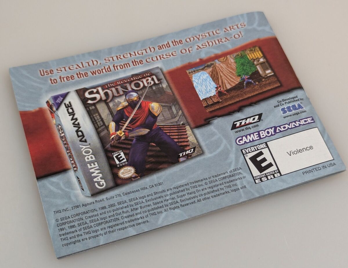 Nintendo Gameboy Advance GBA - Sega Arcade Gallery Nintendo Gameboy Advance GBA - Sega Arcade Gallery