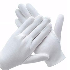White Cotton Gloves for Inspection Photo Jewelry Silver Coin Archive Costume
