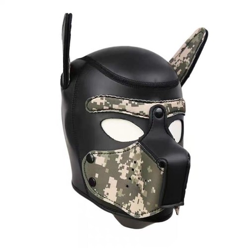 Máscara de cabeza de perro cosplay de neopreno de goma para cachorro fiesta juego de rol utilería juguete suave acolchado - Imagen 9 de 21