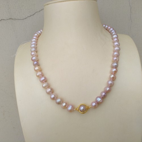 18" Vibrant Natural South Sea AAA pink purple Pearl Necklace 45cm 14k Gold P - Picture 4 of 10