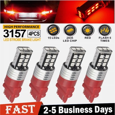 4Pack Syneticusa 3157 LED Strobe Flashing Tail Brake Stop Parking Bulbs Light US
