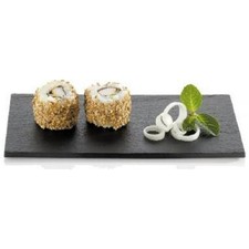 50x Sushi Serving Platter Black Plastic Faux Slate Rectangular Plate 18cm x 9cm