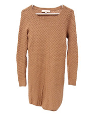 LOFT Womens Sweater Dress 2XS Brown Knit Long Sleeve Texture Crewneck Camel Hair