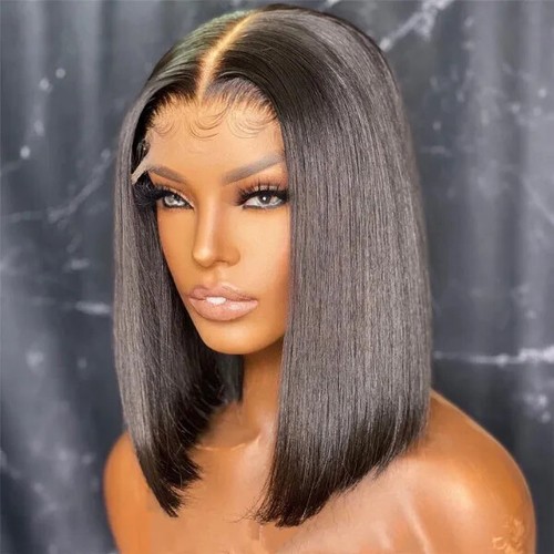 T Teil Lace Bob Perücke #2 #4 glatt 13x4 kurz Bob Echthaar Lace Frontal Perücken - Bild 11 von 13