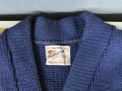 50’s PRINCETON Lettered Cardigan Vintage 1950s Princeton Blue Wool Varsity Cardigan Sweater Q