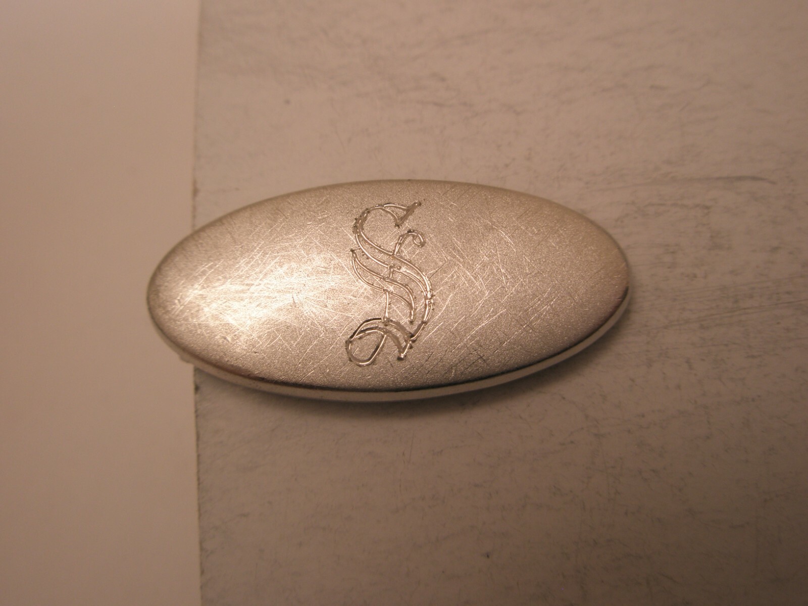 S Monogram OLD ENGLISH FONT Initials Vintage TINY SMALL Tie Bar Clip stan steve