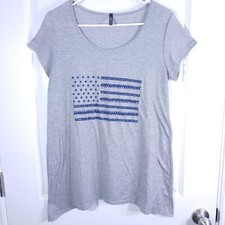 Forever Jade Medium MADE IN USA American Flag T-Shirt Scoop Neck Stars & Stripes