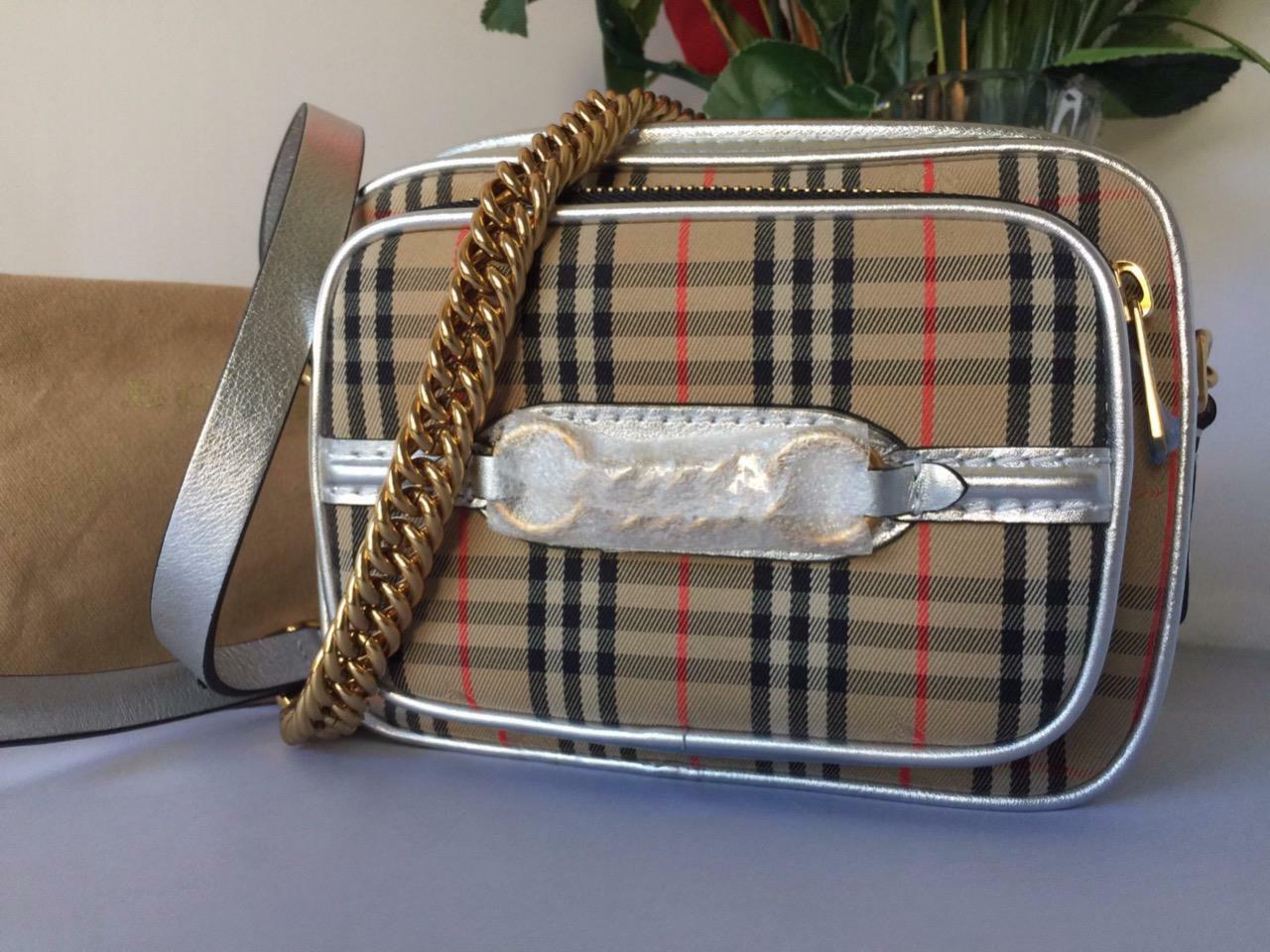 burberry vintage check link crossbody camera bag
