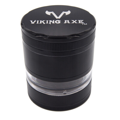 2.5'' 63mm VIKING AXE Aluminum 4 Piece Grinder w/ 4 Layer Teeth Gift Box Black