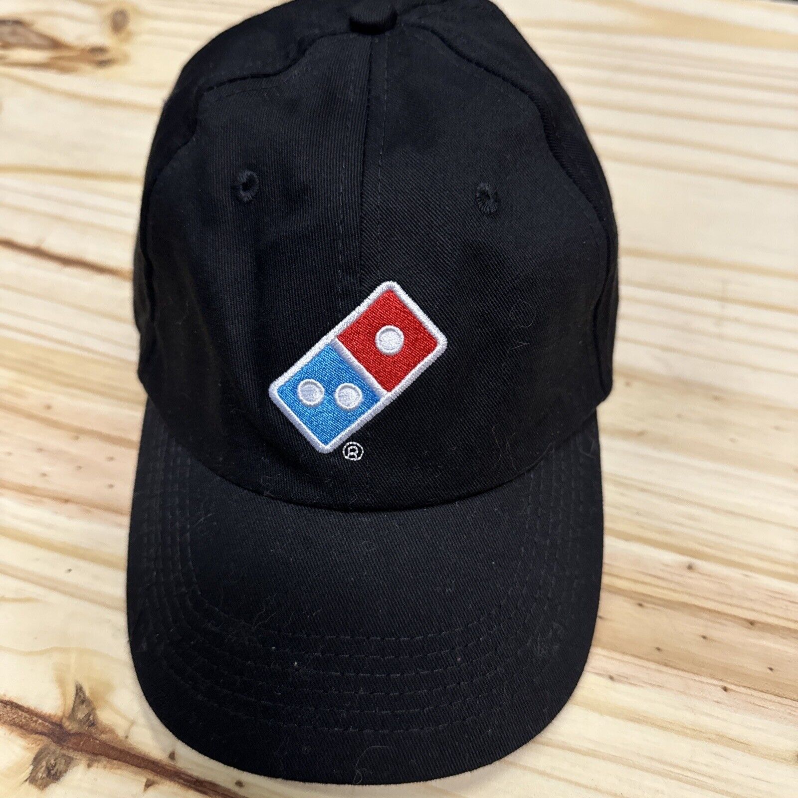Dominos Pizza Employee Gear Hat Baseball Cap Logo Black Adjustable Strap Back