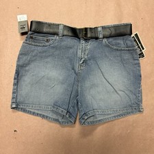 Vintage 1990 s Lee Rivited Denim Shorts With Belt, Deadstock Size 8