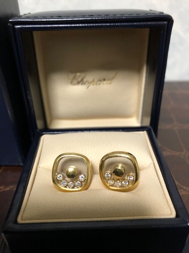 Authentic Chopard Happy Diamond Cufflinks 18k Gold With Original BOX Preowned - Picture 1 of 9