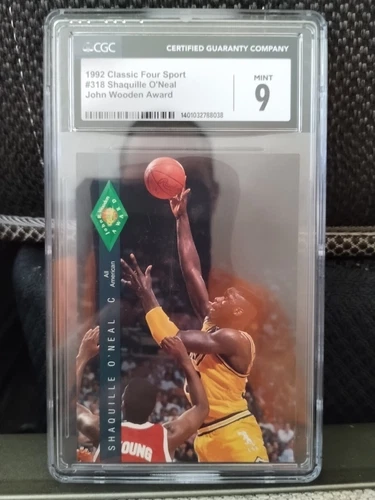 1992 Classic Four Sport- #318 Shaquille O'Neal John Wooden Award RC Rookie CGC 9