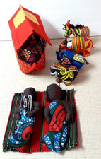 Handmade Noahs Ark Noah/Wife  4 Animals by Agatha's Ark Kenya Bright Cloth