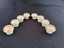 8 china salt cellars dips iridescent ivory painted gold designs Vienna Bavaria