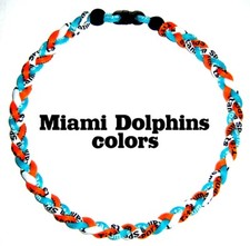 3 Rope Tornado Braided Baseball Softball Necklace 18 20" Miami Orange Teal Wht