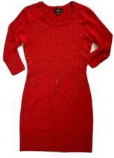 NEW I.N. San Francisco Womans 3/4 Sleeve Sweater Dress Tunic Red sz Small
