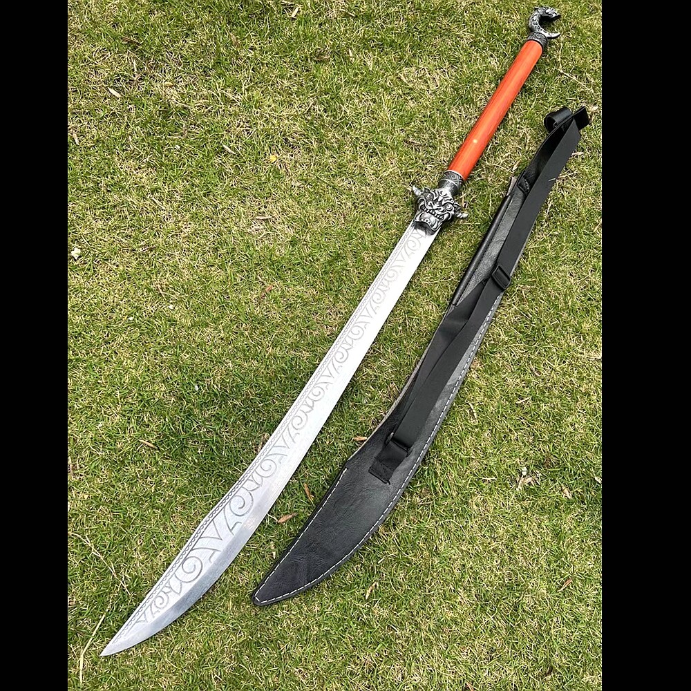 Red Wood Handld Chieftain Chief Oxtail Dao Manganese Steel Lucky
