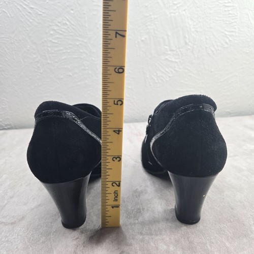 Clarks Comfort Ankle Booties Size 6 Black Suede Preppy Block Heel Shoe Boots - Picture 5 of 12