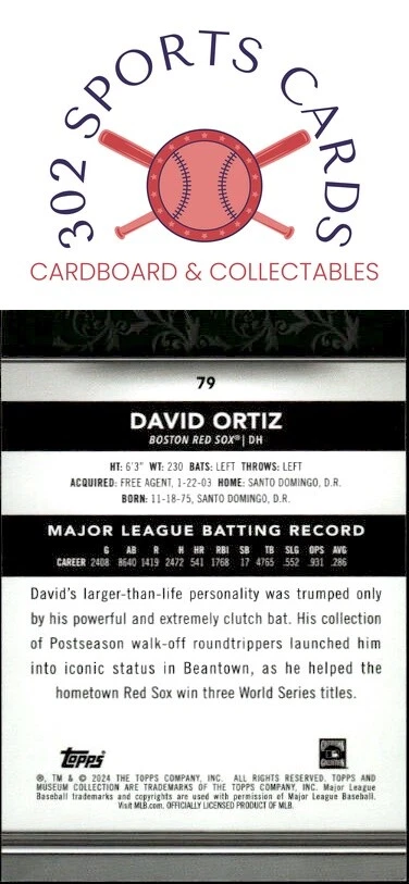 2024 Topps Museum Collection #79 David Ortiz - Image 2 of 2