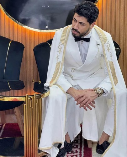 Traje Blanco Para Hombre con Capa Cena Formal Boda Novio Esmoquin Fiesta Baile de graduación Ajuste - Imagen 3 de 12