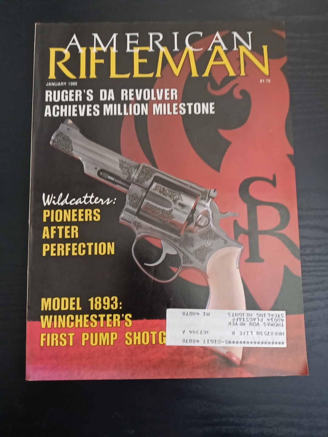 Vintage Jan 1985 American Rifleman Magazine Featuring Winchester Model 1893 Rifle-image
