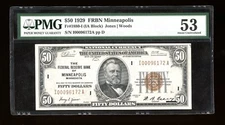 DBR 1929 $50 FRBN Minneapolis Fr. 1880-I PMG 53 Serial I00096172A