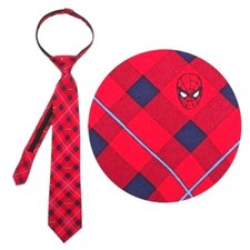 Marvel Comics Spider-Man Red Plaid Boys'/Unisex Zipper Silk Tie New