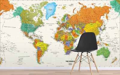 3D World Map ZHUA2342 Wallpaper Wall Murals Removable Self-adhesive Amy