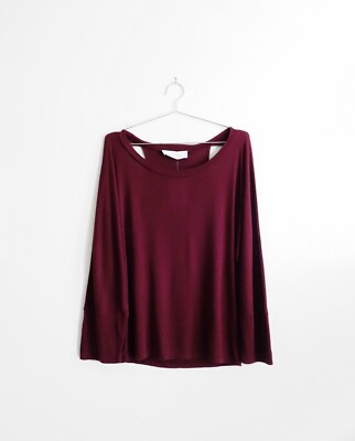 Iro Burgundy Maroon Red Modal Cut-Out Danae Long Sleeve Tee Shirt Medium - NWT