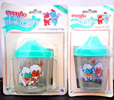 1990s NWT Evenflo Baby Training Sippy Cup-Juice Cup-Green Lid White Sheep Vtg 1
