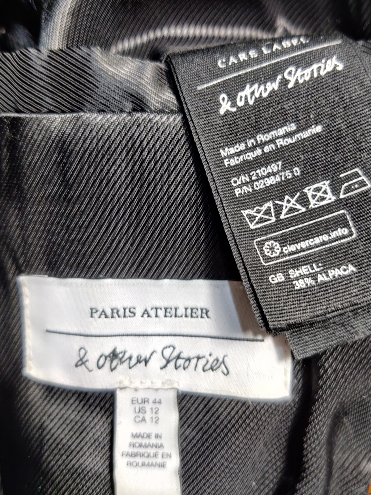 ALTRA & ALTRE STORIE CAPPOTTO NERO TAGLIA UK16 LANA ALPACA DONNA LUNGO ELEGANTE GIACCA INVERNALE