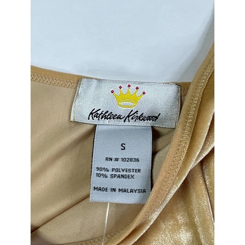 Prendedores de flores de lentejuelas vintage Kathleen Kirkwood de terciopelo dorado talla pequeña NUEVO - Imagen 5 de 8