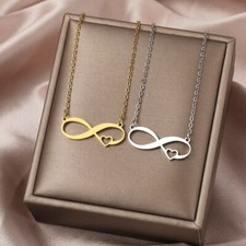 Women's Fashion Gold Or Silver Infinity Heart Pendant Necklace 394