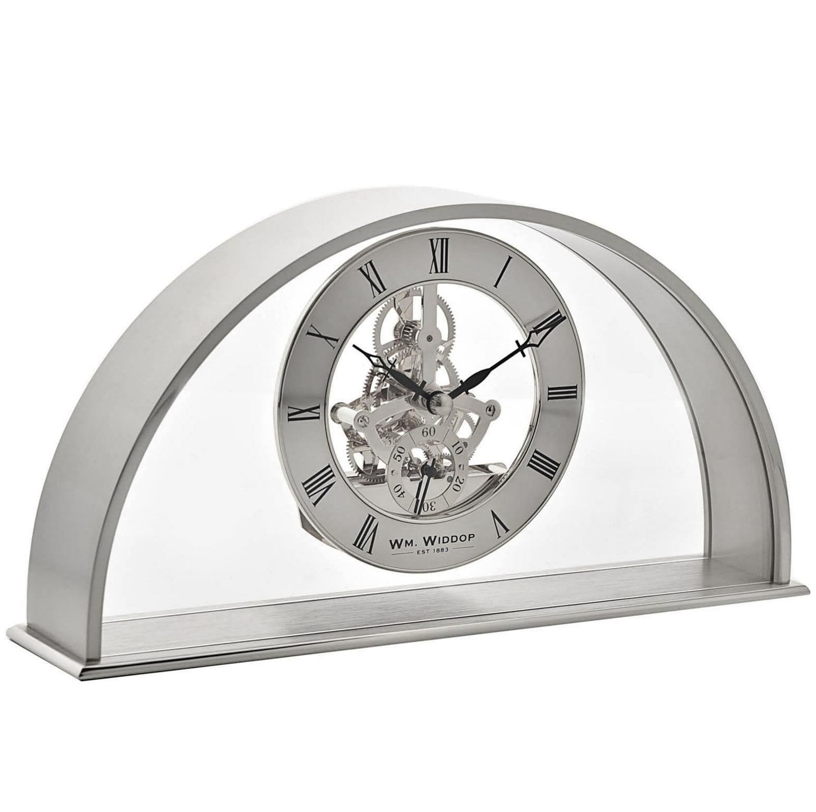 Widdop Silver Arch Skeleton Movement Mantel Clock W2029S