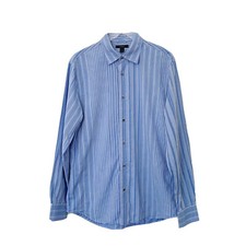 Express Shirt Mens Large Modern Fit Blue/White/Black Long Sleeved Button-Up
