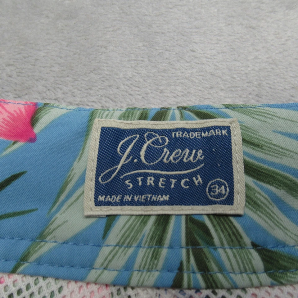 J. Crew Stretch Swim Shorts Mens 34 Blue Floral Hawaiian Lined Pocket Trunks - Image 4 of 4