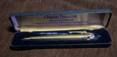 Ronson Penciliter Rhodium Plated Mechanical Pencil Lighter 1950's
