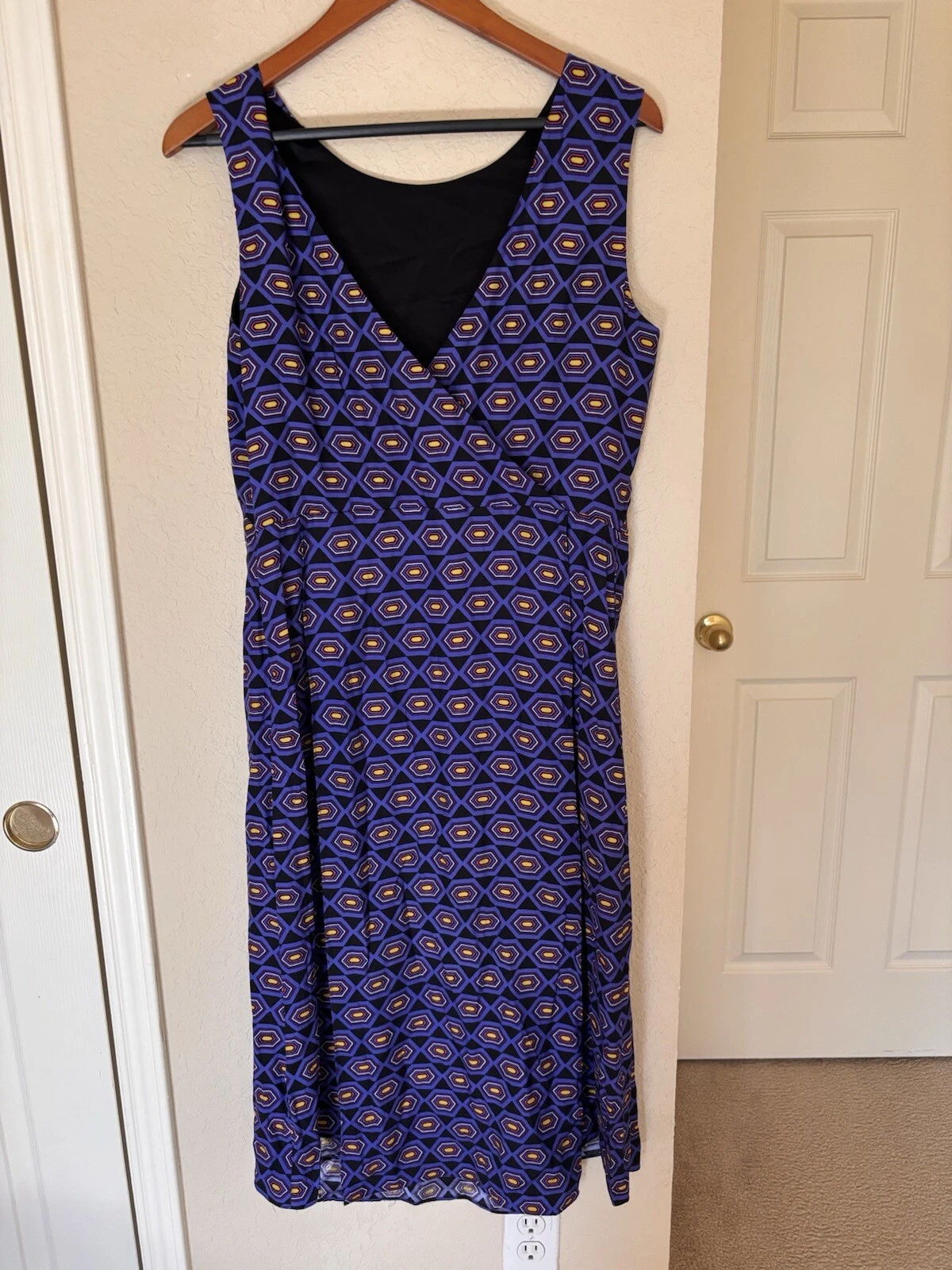 Kate Spade Saturday Let Loose pannello anteriore posteriore geometrico taglia 10 misto seta