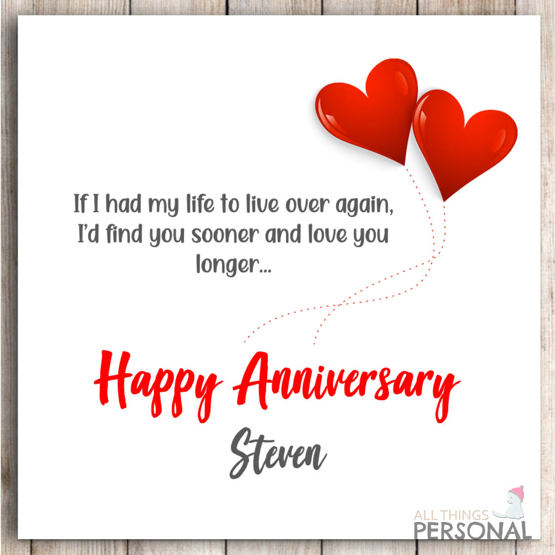 Personalised Anniversary Card Husband Wife Boyfriend Girlfriend Wedding Card