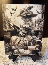 Witch, Library, Dark Academia, Spell Book Halloween Handcrafted Plaque / Sign #1