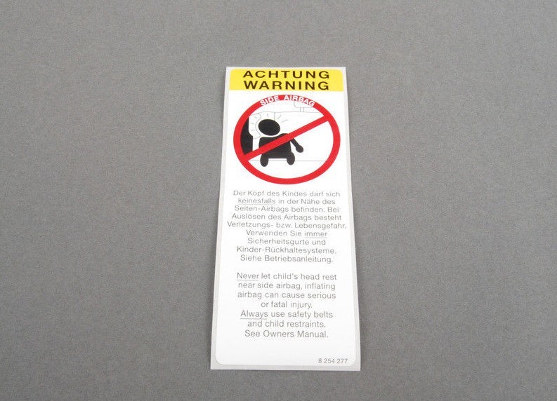 BMW MINI GENUINE SIDE AIRBAG WARNING SIGN NOTICE LABEL STICKER 