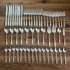 VTG 1949 Oneida Silver English Garden 52 Pieces-Service For 8- With Serving Pcs