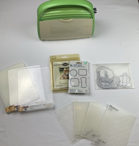 Cricut Cuttlebug Die Cutting Embossing Machine Green W/Plates and Extras Lot