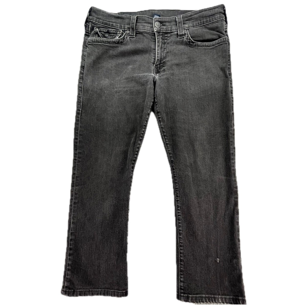 True Religion Ricky Relaxed Straight Jeans Mens Size 38 Black Made 