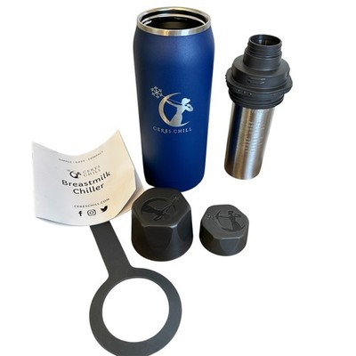 Ceres Chill Breastmilk Chiller Bottle Stainless Steel Midnight Blue Booklet 32oz